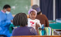 Drug resistance raises the urgency for protection against typhoid. A child waits to receive TCV during Zimbabwe's introduction campaign