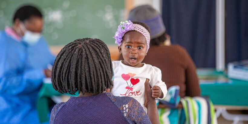 Drug resistance raises the urgency for protection against typhoid. A child waits to receive TCV during Zimbabwe's introduction campaign